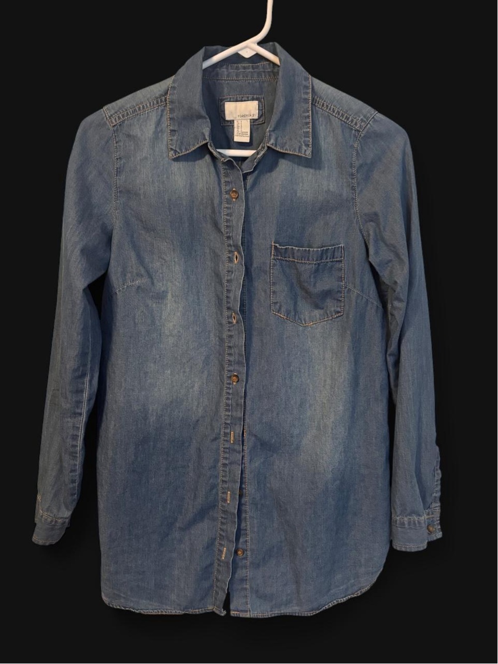 Forever 21 Dark Blue Denim Button-Up Shirt
